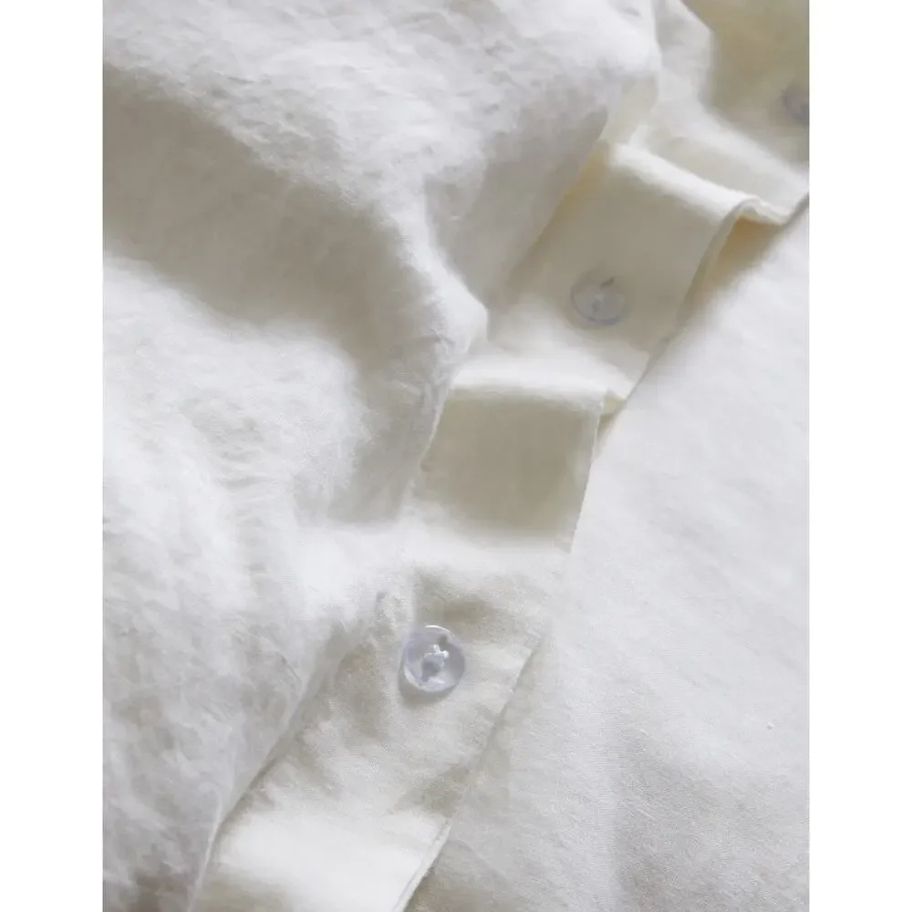 Quince European Linen Duvet Cover King/Cal King Ivory With Buttons NWOT